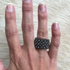Gunmetal Crystal Ring